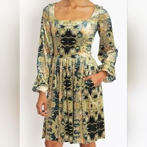 BlackMilk Mucha Black Velvet Squared Up Bishop Longline Dress